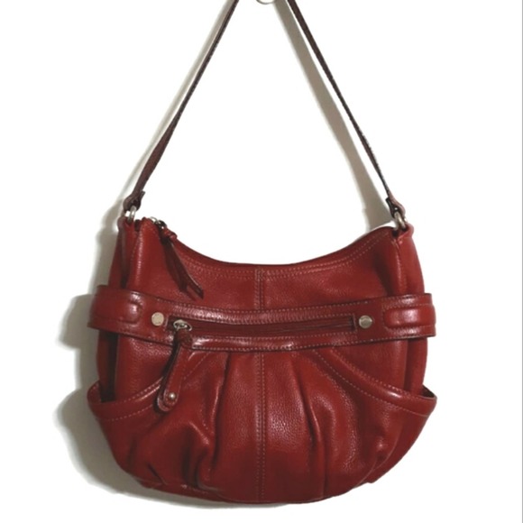 Tignanello red shoulder bag pebbled leather Y2K 90s style - Picture 14 of 15